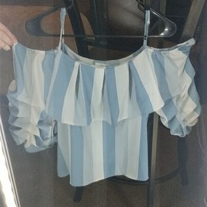 Off Shoulder Striped Blouse